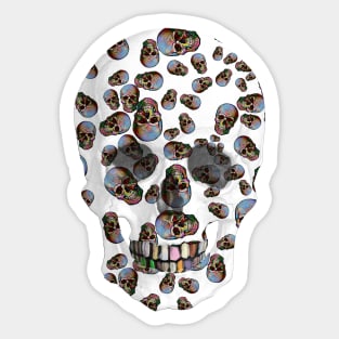 Happy Skull Pattern (white) Sticker